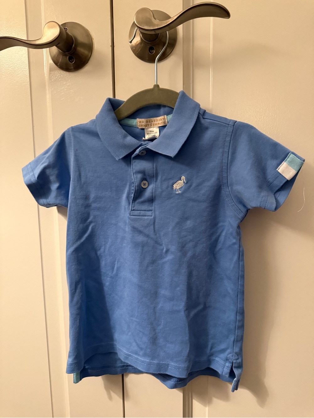 The Beaufort Bonnet Company Boys' Light Blue Polo with Embroidered Bird